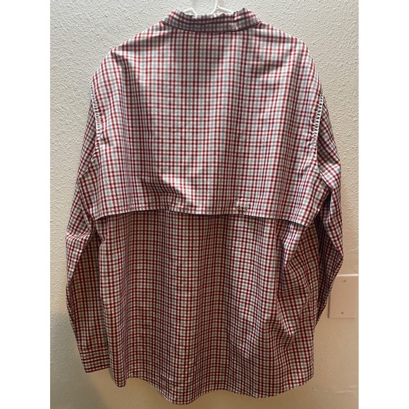 Drake Clothing Company Men's XL OU Logo Plaid Long Sleeve Fishing Shirt Red Gray - Picture 6 of 12